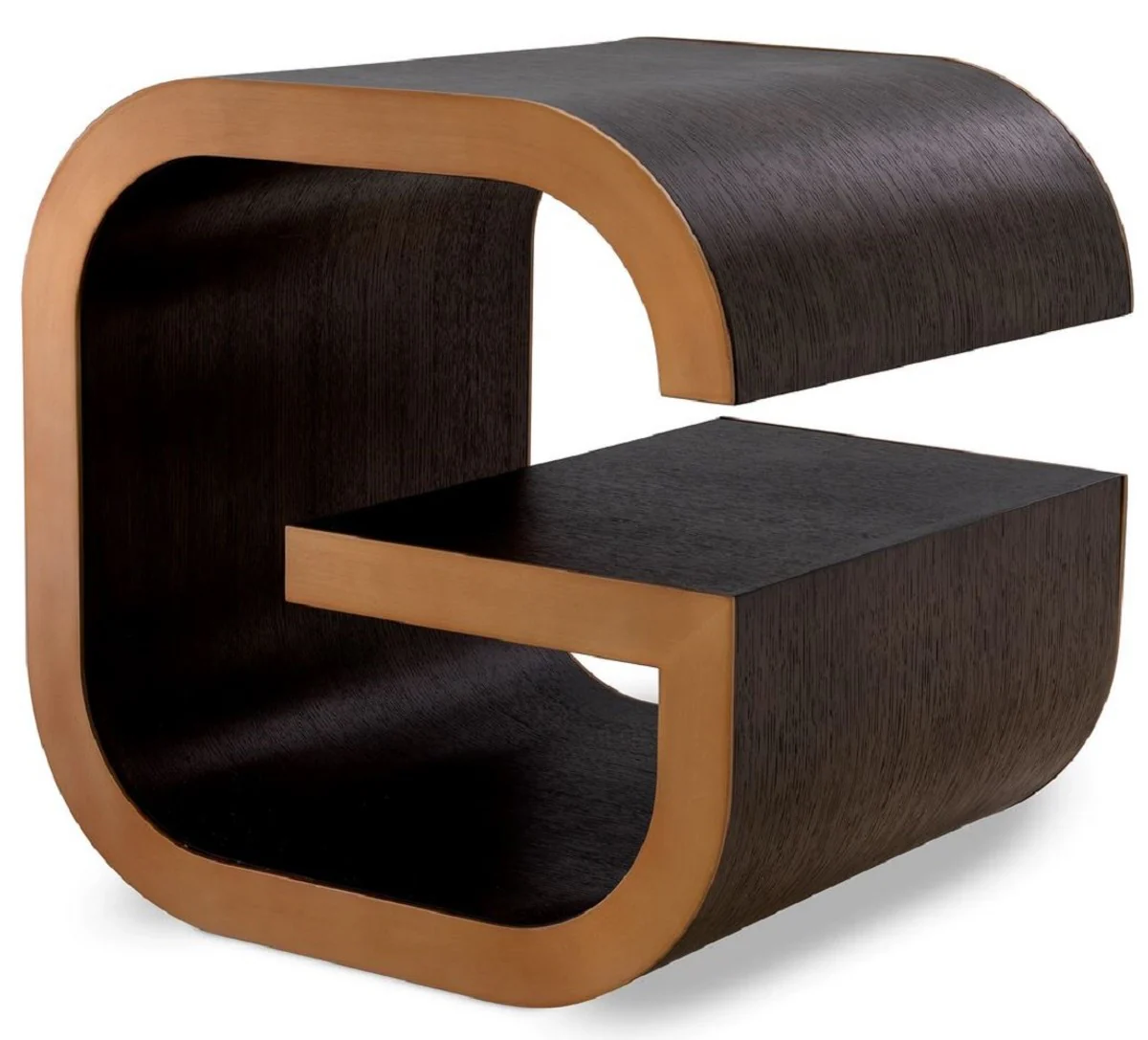 Luxus Beistelltisch Mokka / Messing 46 x 46 x H. 50,5 cm - Designer Wohnzimmer Tisch - Wohnzimmer Möbel - Luxus Möbel - Designer Möbel - Luxus Einrichtung - Designer Einrichtung