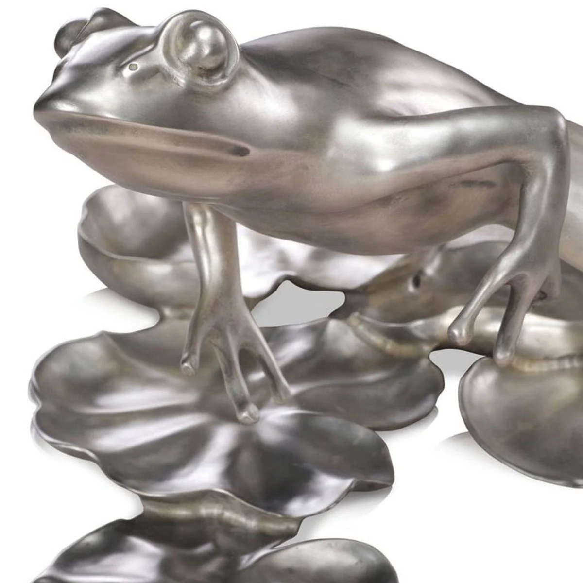 Luxus Bronze Figur Frosch Silber 39 cm - Deko Bronze Skulptur
