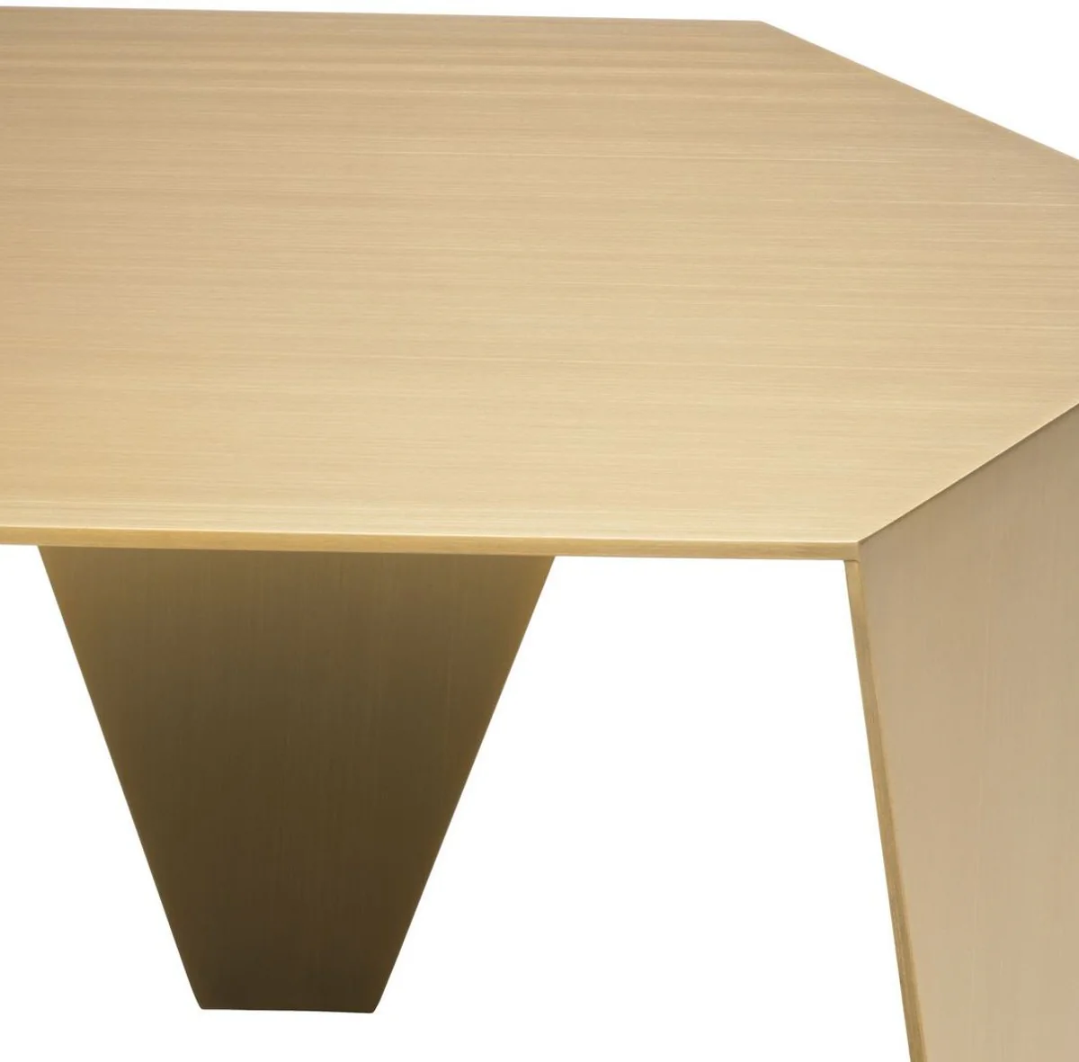 Luxus Beistelltisch Messingfarben 57,5 x 50 x H. 34,5 cm - 6 Eckiger Edelstahl Tisch - Luxus Wohnzimmer Möbel - Luxus Qualität