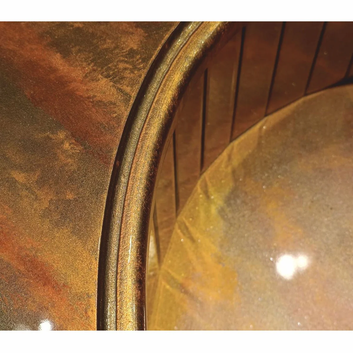 Luxus Art Deco Couchtisch Kupfer / Grau / Gold Ø 104 cm - Wohnzimmer Möbel