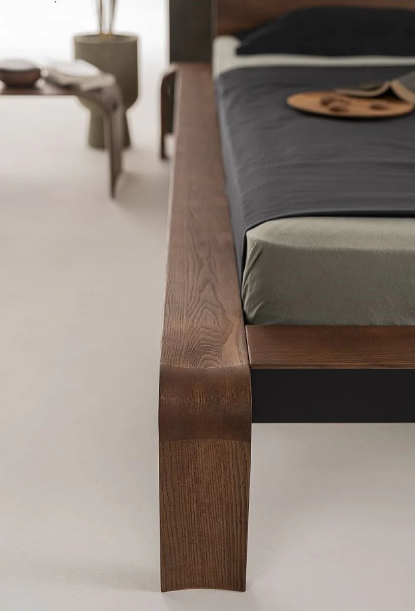 Luxus Massivholz Doppelbett Dunkelbraun - Verschiedene Größen