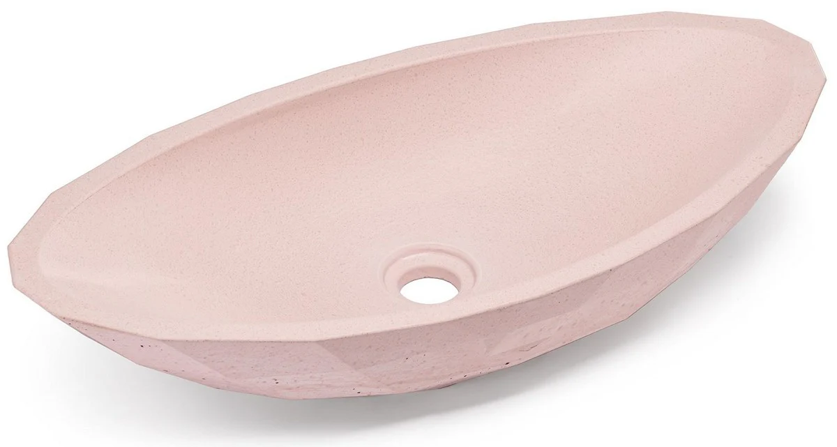 Luxus Waschbecken Schale Rosa 60,9 x 29,7 x H. 11,9 cm - Handgefertigtes Beton Waschbecken - Badezimmer Accessoires - Luxus Badezimmer Zubehör