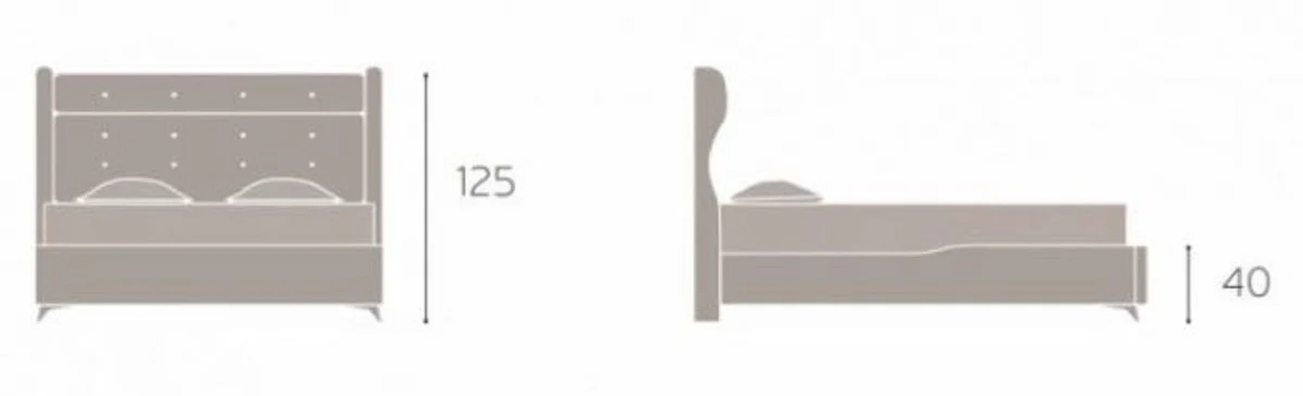 Luxus Doppelbett Grün / Silber - Modernes Massivholz Bett - Moderne Schlafzimmer & Hotel Möbel - Luxus Kollektion