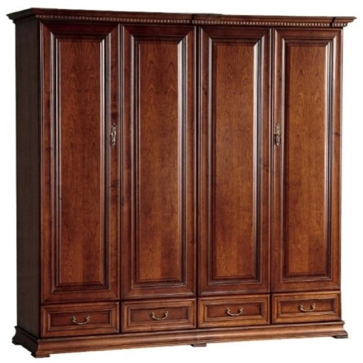 Luxus Schlafzimmerschrank Braun 212,6 x 60,5 x H. 207,9 cm - Massivholz Kleiderschrank mit 4 Türen und 4 Schubladen - Luxus Massivholz Schlafzimmer Möbel