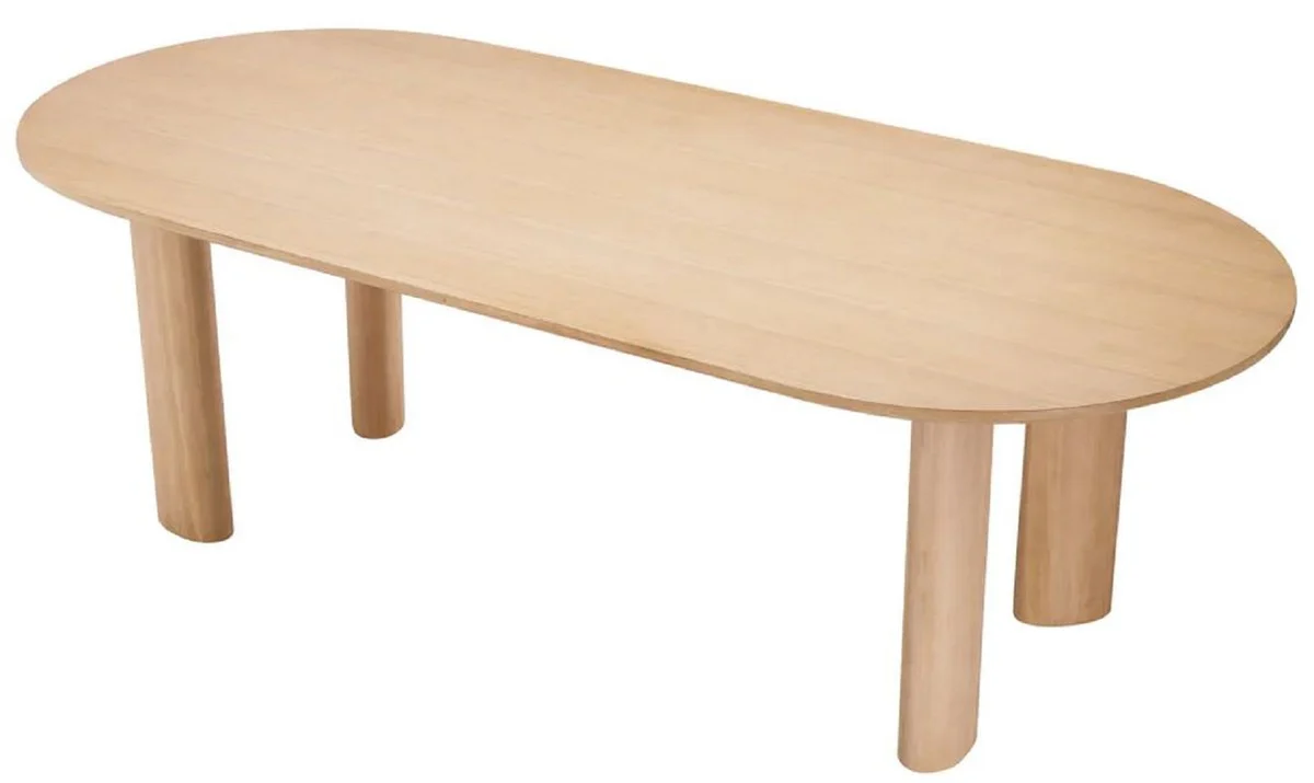 Luxus Esstisch Naturfarben 244 x 109,5 x H. 77 cm - Ovaler Massivholz Küchentisch - Esszimmer Möbel - Küchen Möbel - Luxus Möbel - Luxus Einrichtung