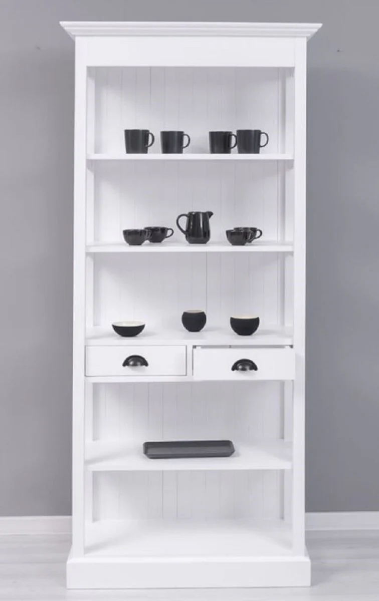 Landhausstil Schrank Weiß 91 x 39 x H. 197 cm - Landhausstil Esszimmer Schrank - Massivholz Möbel - Landhausstil Shabby Chic Möbel