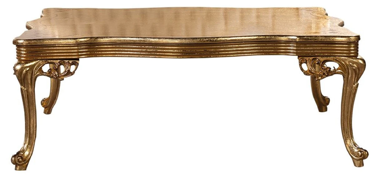 Luxus Barock Couchtisch Antik Gold - Rechteckiger Barockstil Wohnzimmertisch - Barockstil Wohnzimmer Möbel - Handgefertigte Barock Möbel - Luxus Möbel im Barockstil - Edel & Prunkvoll