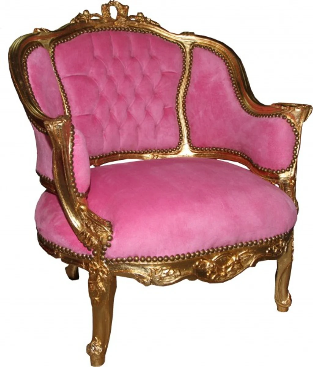Barock Salon Lounge Sessel Rosa / Gold - Cocktailsessel - Interior