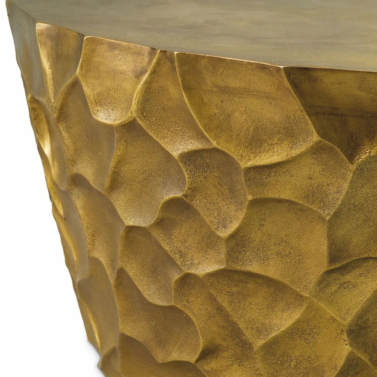 Luxus Aluminium Couchtisch Vintage Messing Ø 101 cm - Wohnzimmer Möbel