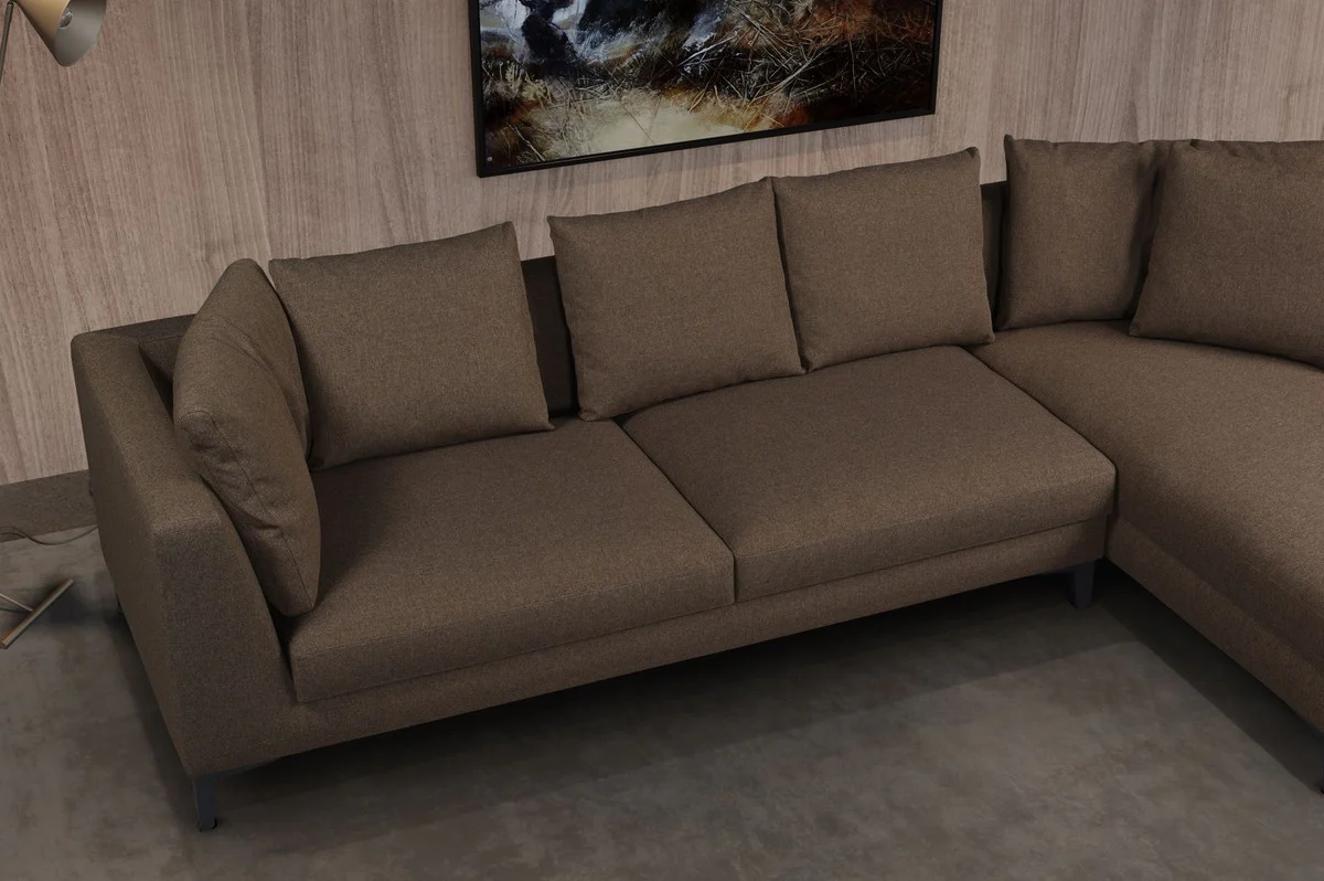 Luxus Ecksofa Braun / Schwarz 313 x 178 x H. 73 cm - Wohnzimmer Sofa - Wohnzimmer Möbel - Luxus Möbel - Luxus Wohnzimmer Einrichtung