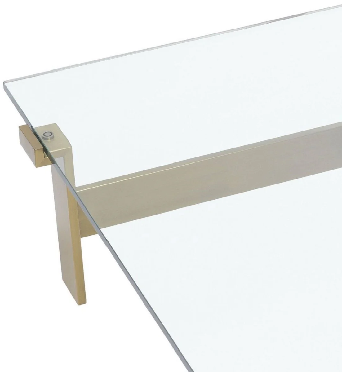 Luxus Couchtisch Messingfarben 120 x 120 x H. 30 cm - Quadratischer Edelstahl Wohnzimmertisch mit Glasplatte - Wohnzimmer Möbel - Luxus Qualität