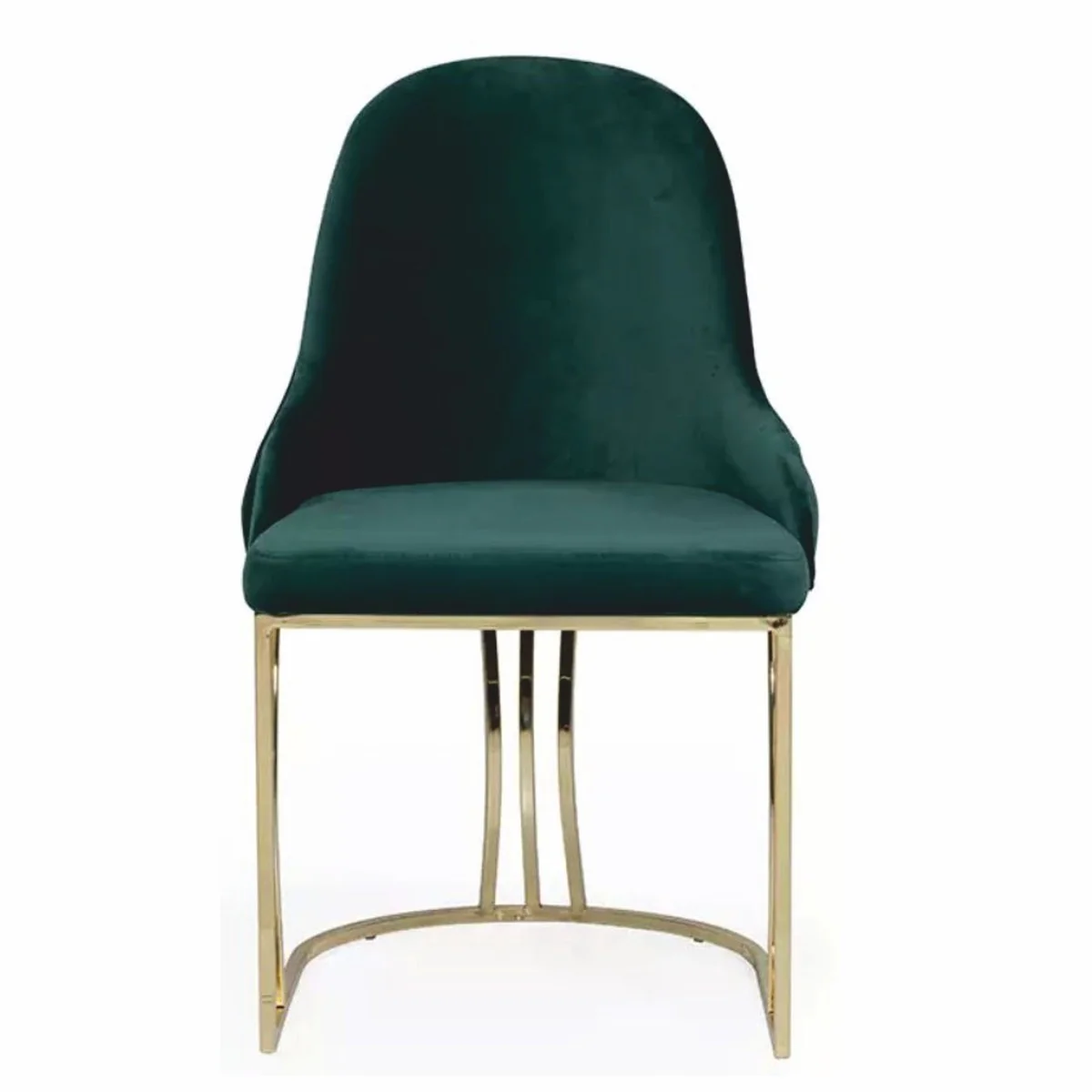 Luxus Chesterfield Samt Esszimmer Stuhl mit Armlehnen Grün / Gold - Esszimmer Möbel