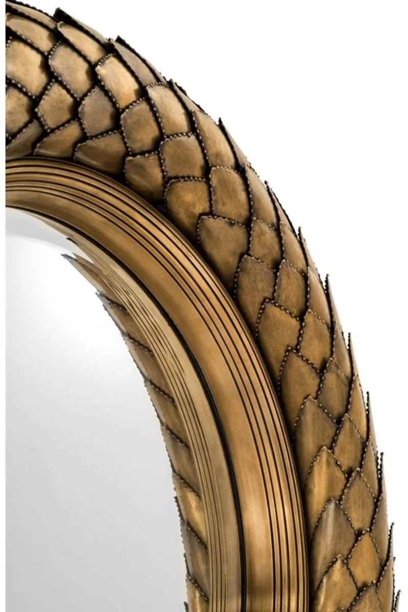 Luxus Wandspiegel Vintage Messing Durchmesser 60 cm - Wohnzimmer Spiegel