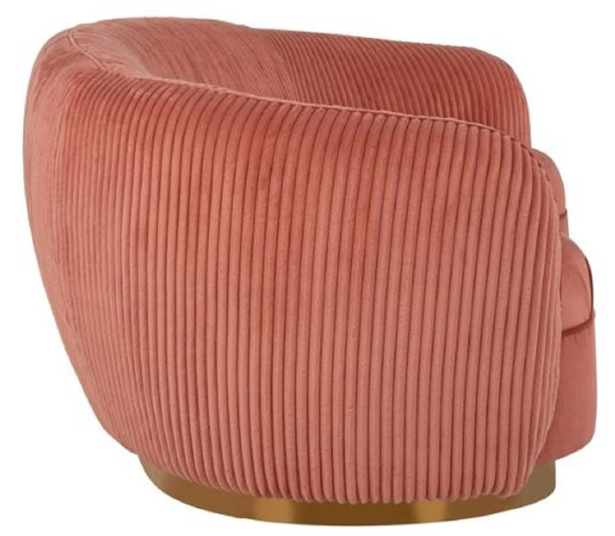 Luxus Sofa Rosa / Gold 221 x 98 x H. 72 cm - Gebogenes Wohnzimmer Sofa - Wohnzimmer Möbel - Wohnzimmer Einrichtung - Luxus Möbel - Luxus Einrichtung - Möbel Luxus
