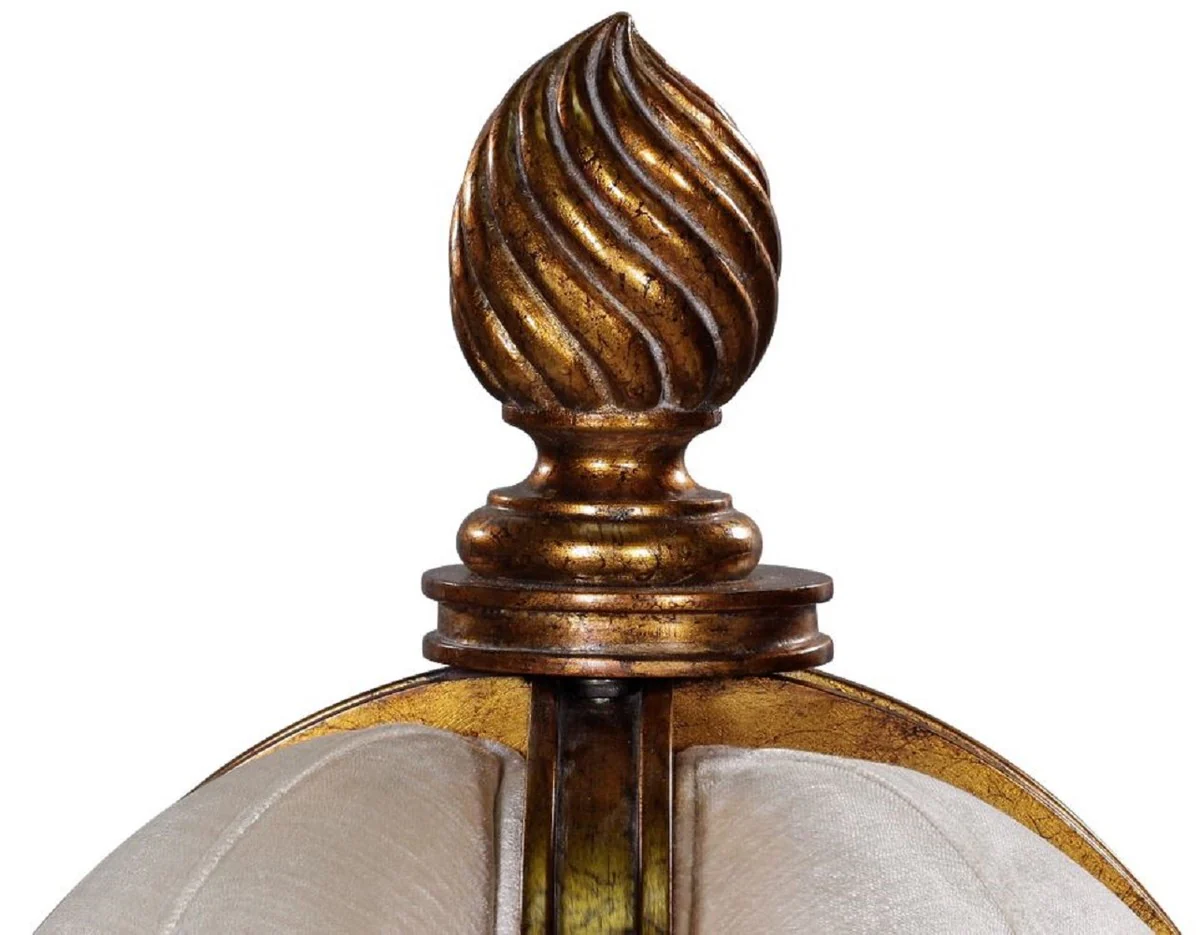 Luxus Barock Rundsofa Weiß / Antik Gold - Handgefertigtes rundes Samt Sofa - Barock Hotel & Restaurant Möbel