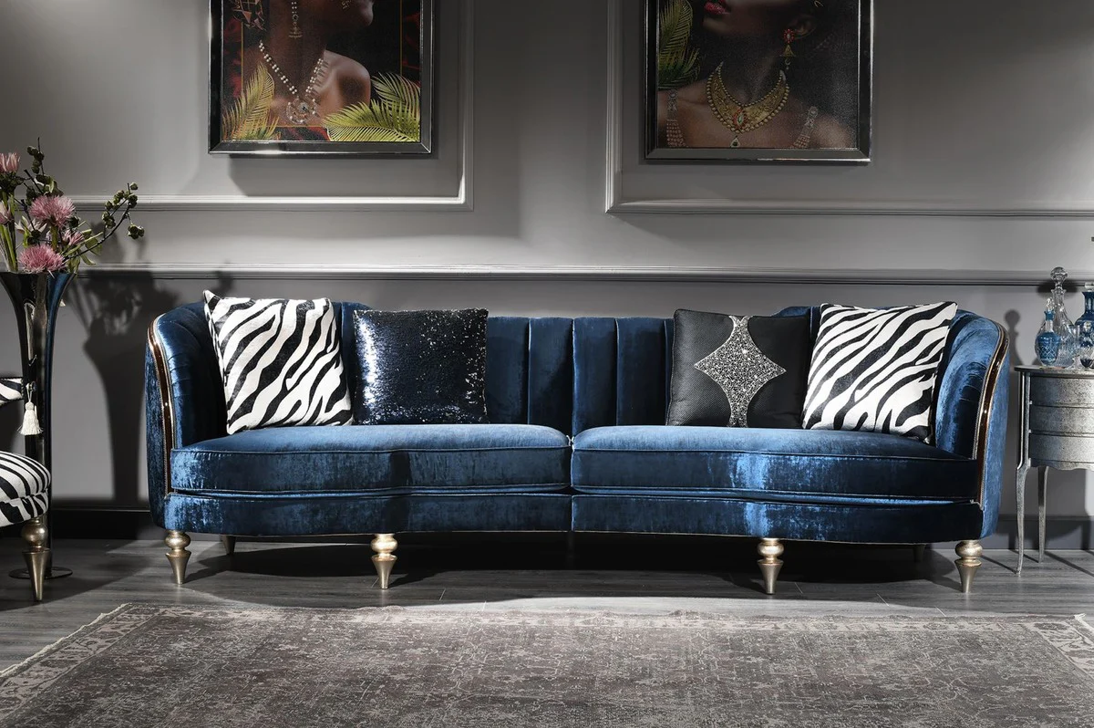 Luxus Barock Wohnzimmer Set - 2 Sofas & 2 Sessel & 1 Couchtisch mit Glasplatte - Handgefertigte Barock Wohnzimmer Möbel - Edel & Prunkvoll