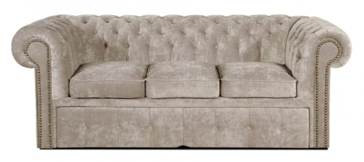 3er Sofa Grau 210 x 100 x H. 78 cm - Luxus Chesterfield Schlafsofa