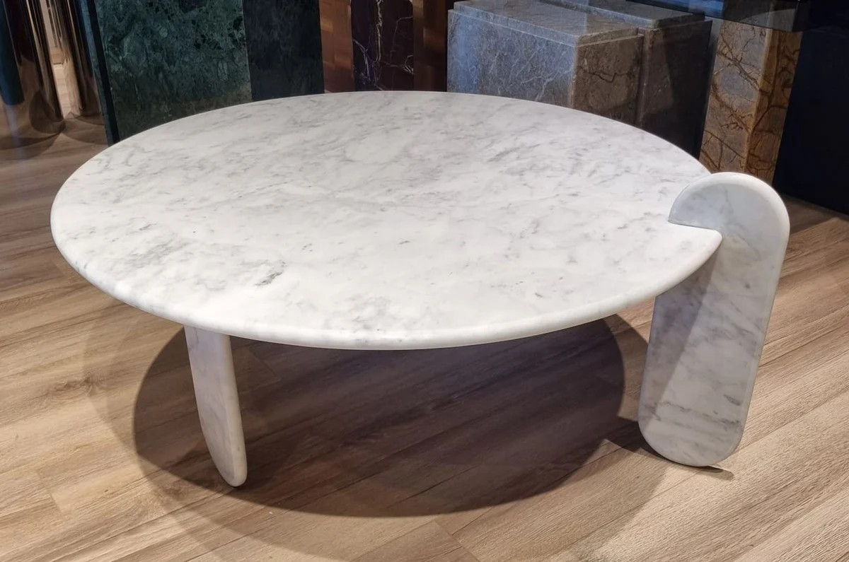 Luxus Marmor Couchtisch Weiß 140 cm - Luxus Wohnzimmer Möbel