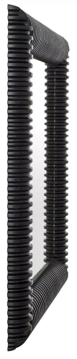 Luxus Wandspiegel Schwarz 100 x 6 x H. 100 cm - Quadratischer Spiegel mit hochwertigem Mahagoni Rahmen - Wohnzimmer Spiegel - Schlafzimmer Spiegel - Garderoben Spiegel - Luxus Möbel