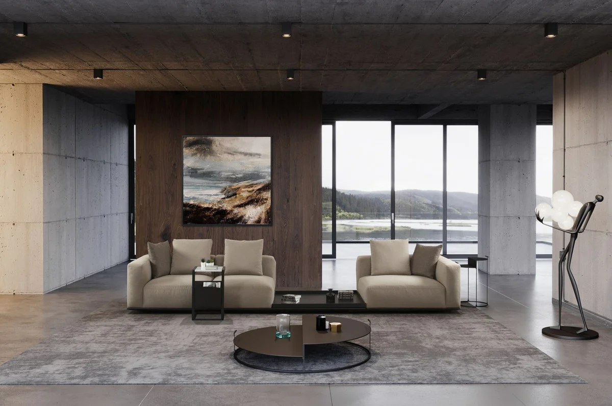 Luxus Sofa Grau / Schwarz 400 x 100 x H. 67 cm - Wohnzimmer Sofa - Hotel Sofa - Wohnzimmer Möbel - Wohnzimmer Einrichtung - Hotel Möbel - Luxus Möbel - Luxus Einrichtung