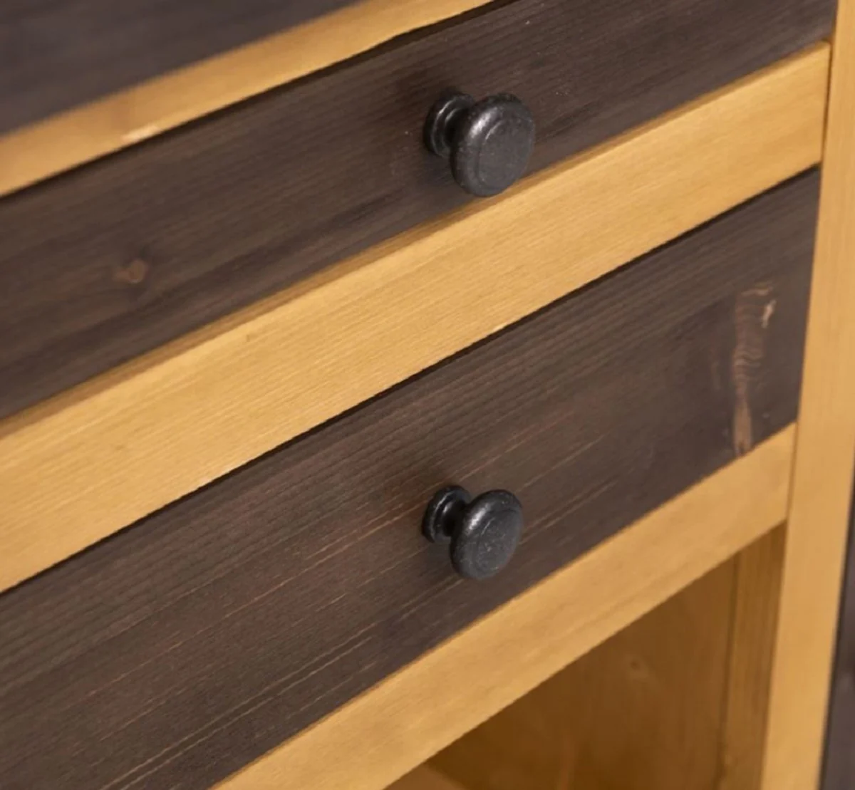 Landhausstil Kücheninsel Braun / Naturfarben 150 x 90 x H. 90 cm - Massivholz Küchenschrank - Landhausstil Massivholz Küchen Möbel - Massivholz Esszimmer Möbel im Landhausstil