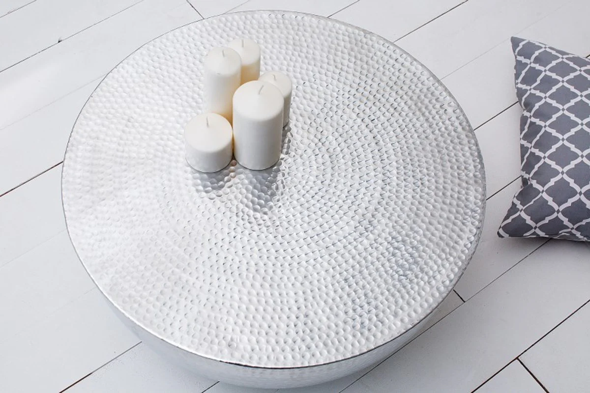 Couchtisch Silber 68 cm Aluminium - Wohnzimmer Salon Tisch - Unikat