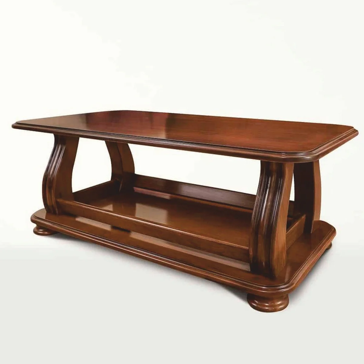 Luxus Barock Massivholz Couchtisch Braun 120 cm - Barock Möbel