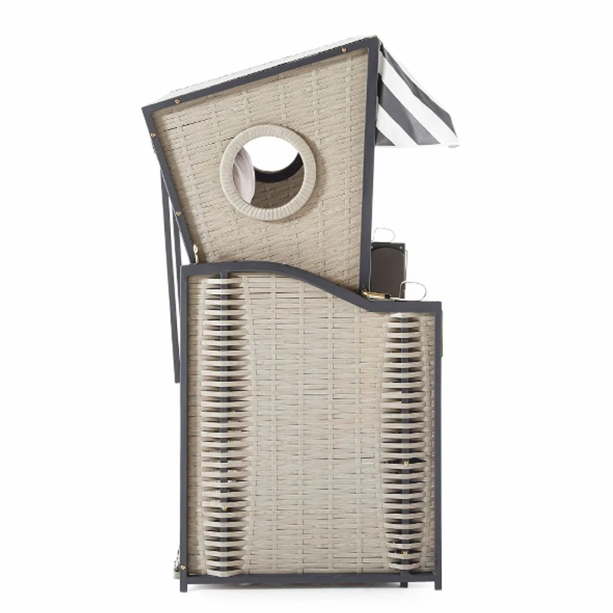 Strandkorb mit Dach Grau / Weiß 114 x 72 x H. 160 cm