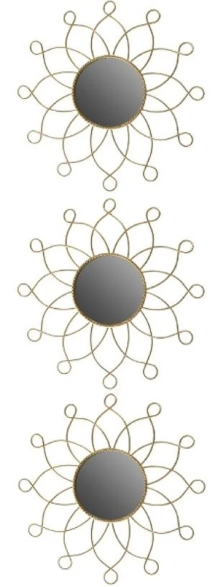 Designer Metall Spiegel Set Gold Ø 25 cm - Wandspiegel 3er Set