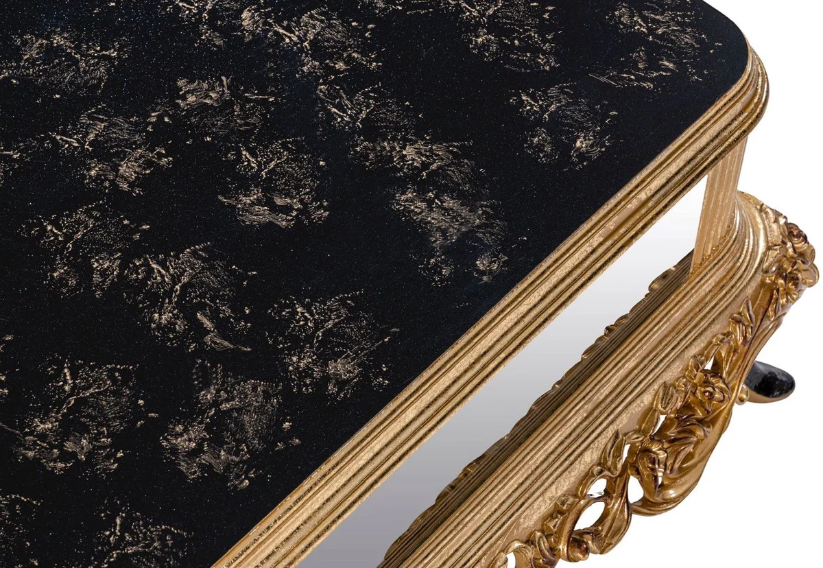 Luxus Barock Couchtisch Schwarz / Gold - Massivholz Wohnzimmertisch im Barockstil - Barockstil Wohnzimmer Möbel - Barock Möbel - Barock Einrichtung - Luxus Möbel im Barockstil