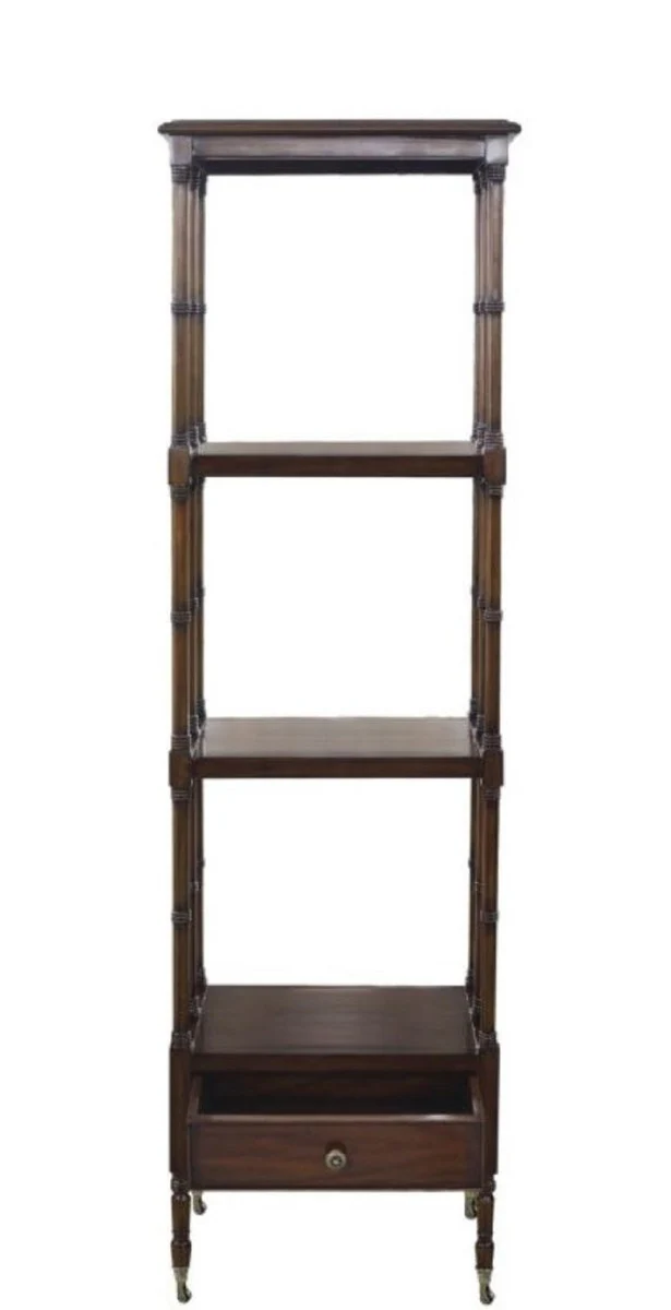 Luxus Wohnzimmerschrank / Regalschrank mit Schublade Dunkelbraun 44 x 36 x H. 163 cm - Luxus Wohnzimmermöbel