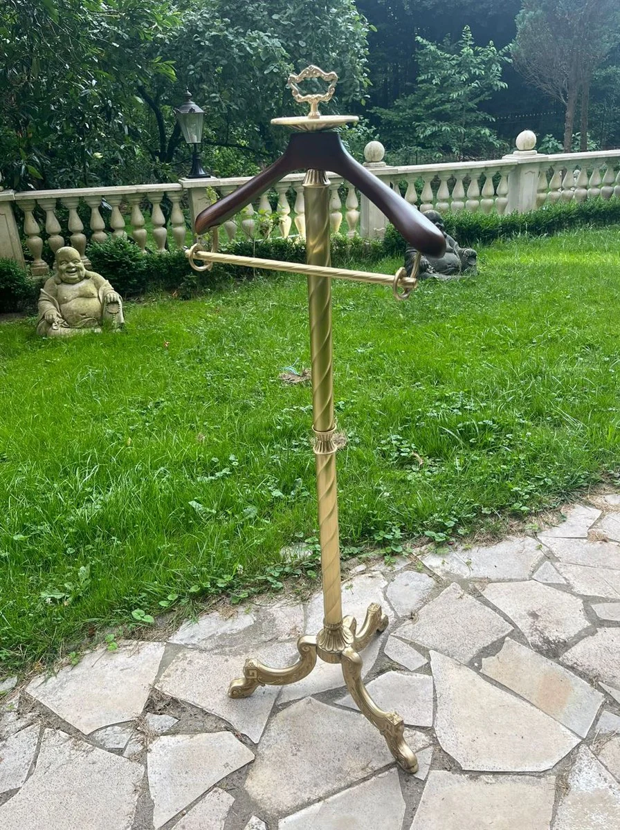 Luxus Barock Dressboy Messing / Dunkelbraun H. 133 cm - Barock Hotel Möbel