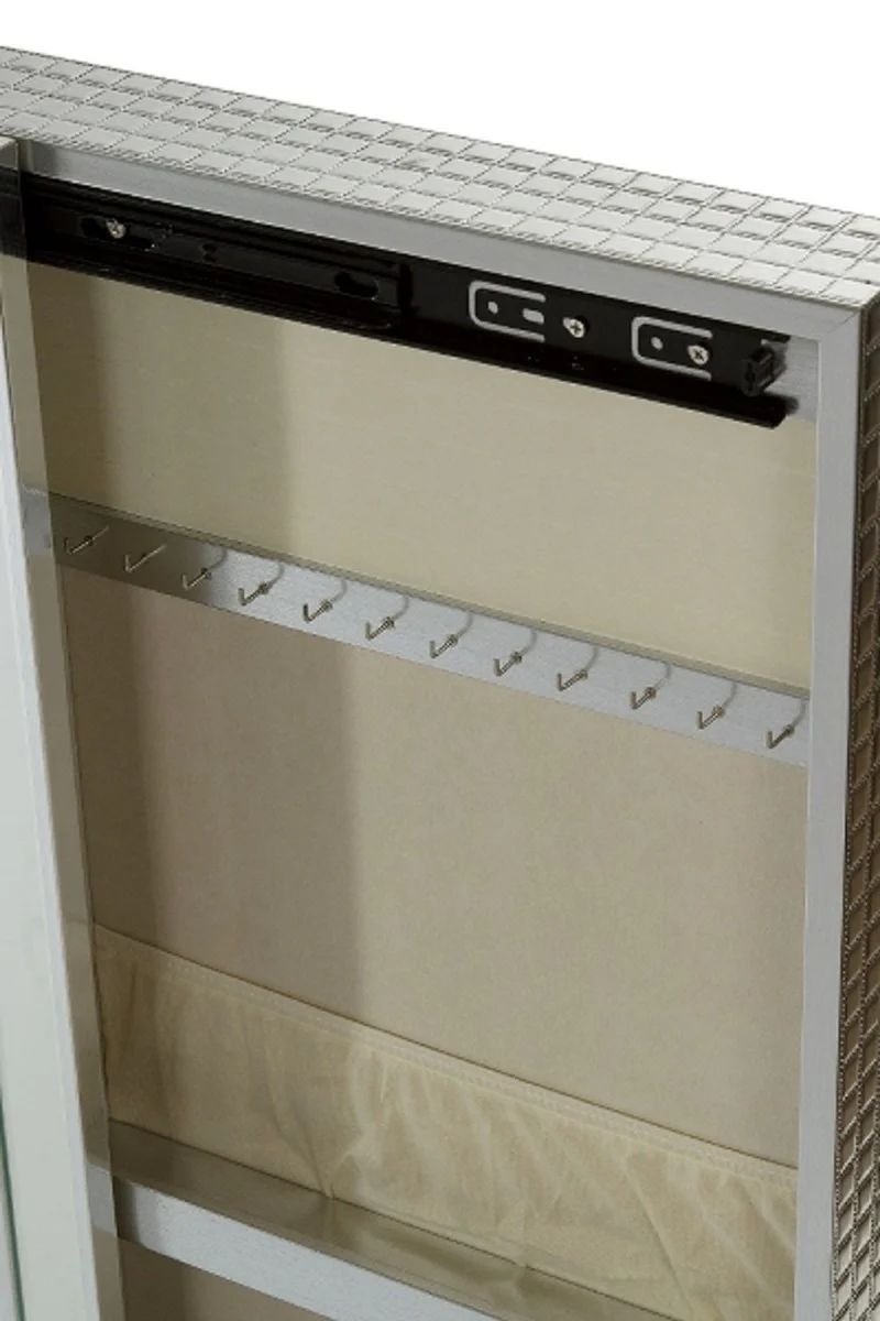 Luxus Schmuckschrank Silber 40 x 9 x H. 80 cm - Spiegelschrank mit verspiegelter Schiebetür