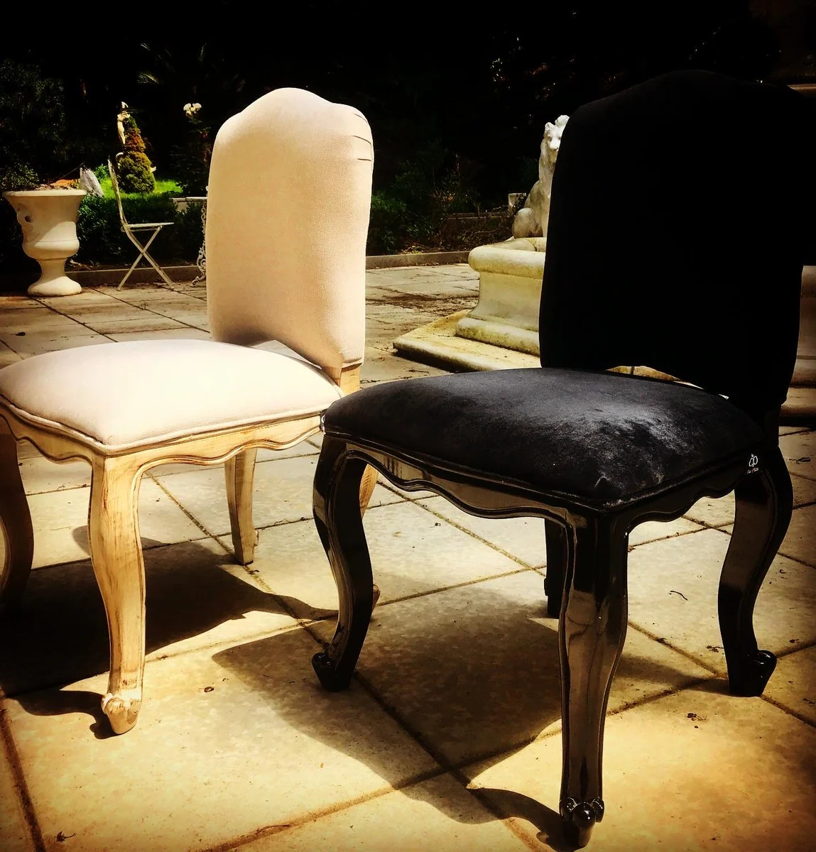 Luxus Barock Esszimmer Stuhl Castle Creme mit Messing Löwengriff - Möbel Restaurant Hotel - Schloss Mobiliar