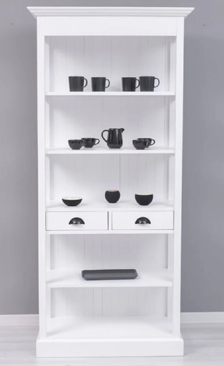 Landhausstil Schrank Weiß 91 x 39 x H. 197 cm - Landhausstil Esszimmer Schrank - Massivholz Möbel - Landhausstil Shabby Chic Möbel