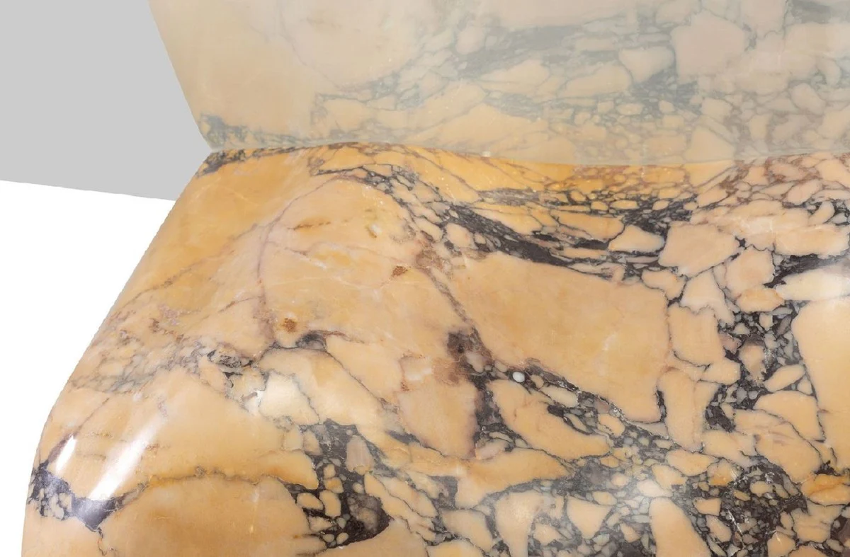 Luxus Marmor Couchtisch mit Glasplatte Beige-Lila 106,5 cm