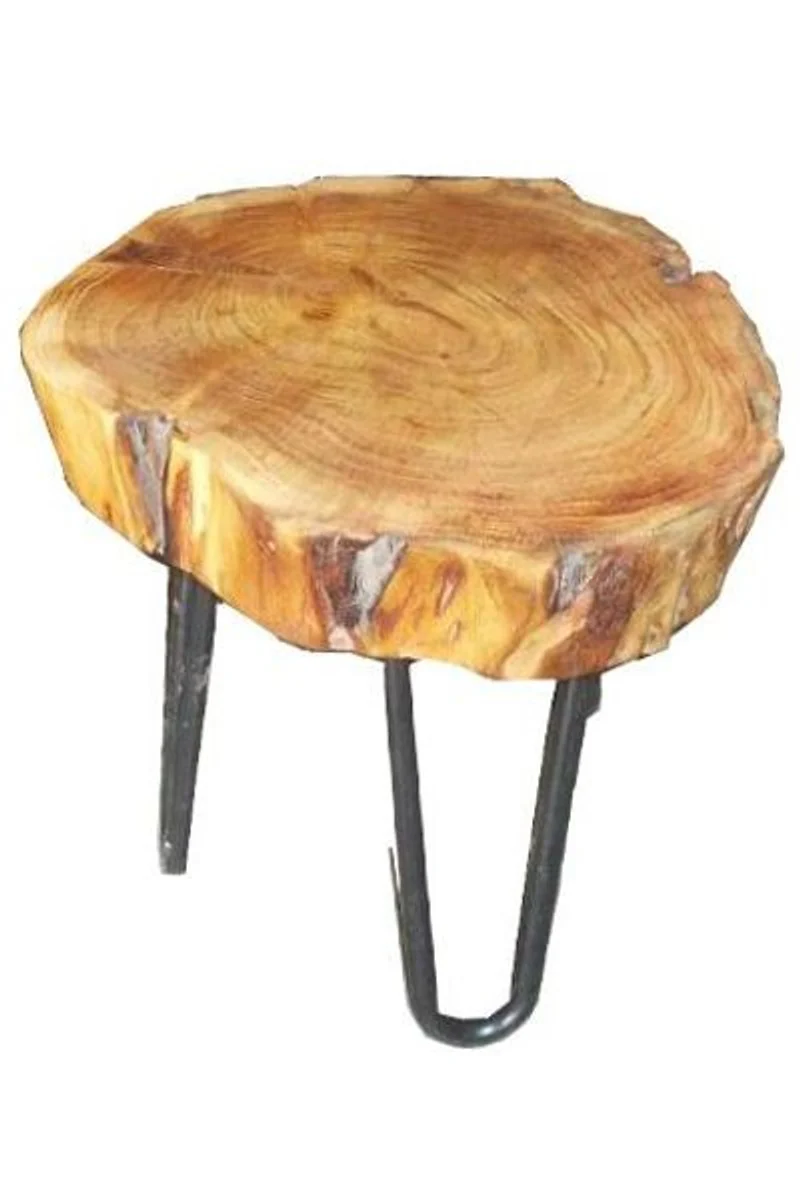 Beistelltisch Akazien Holz / Eisen 33 - 45 cm - Industrial Möbel Hocker Tisch