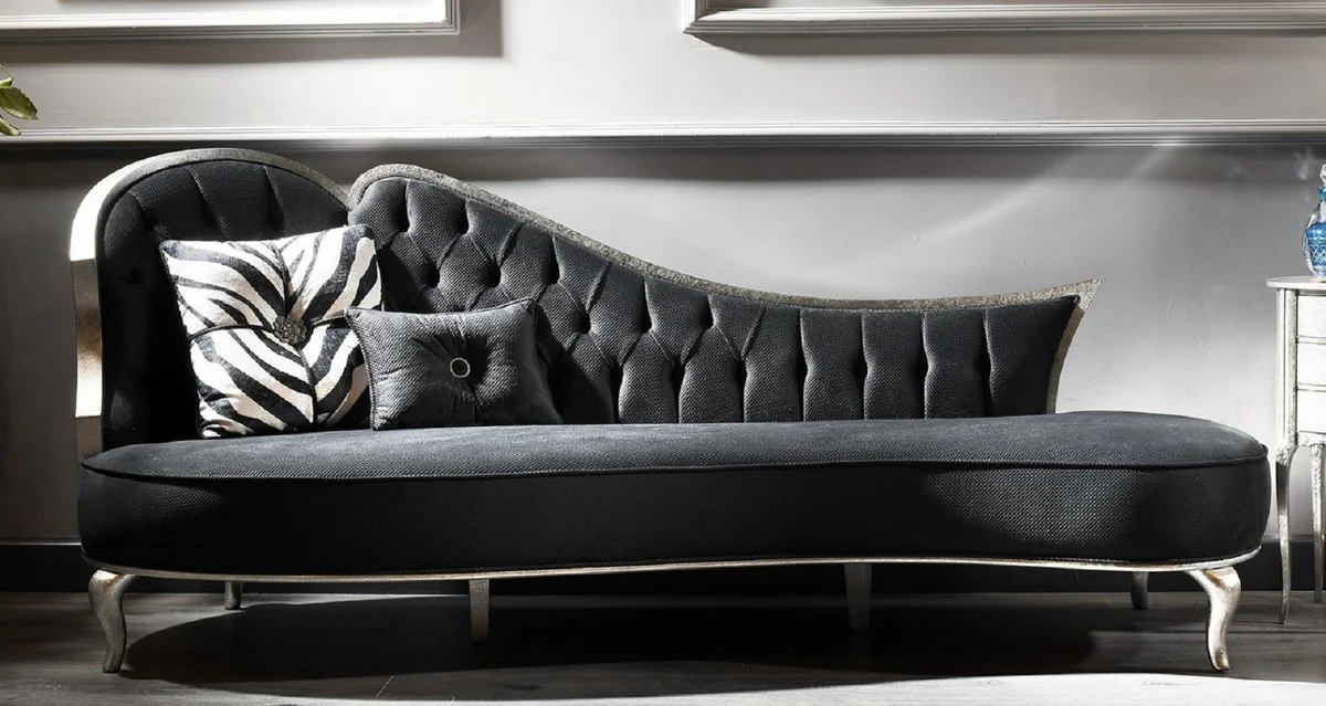 Luxus Barock Sofa Grau / Antik Silber - Handgefertigtes Wohnzimmer Sofa im Barockstil - Edle Barock Wohnzimmer Möbel