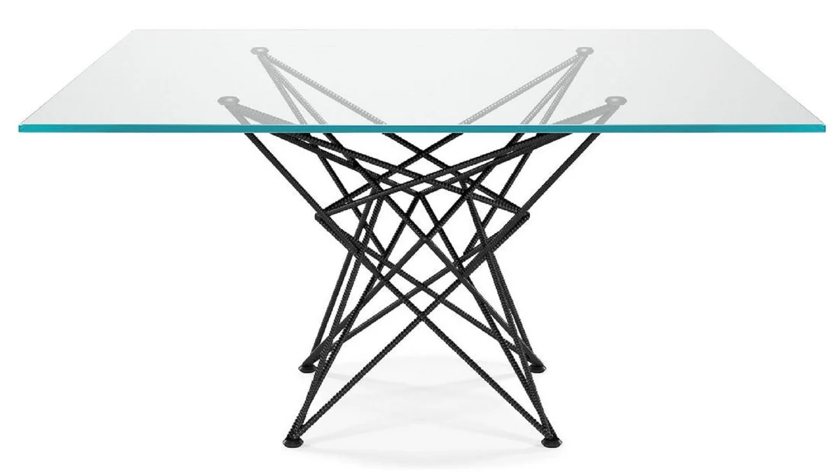 Luxus Esstisch mit Glasplatte Schwarz - Verschiedene Größen - Made in Italy