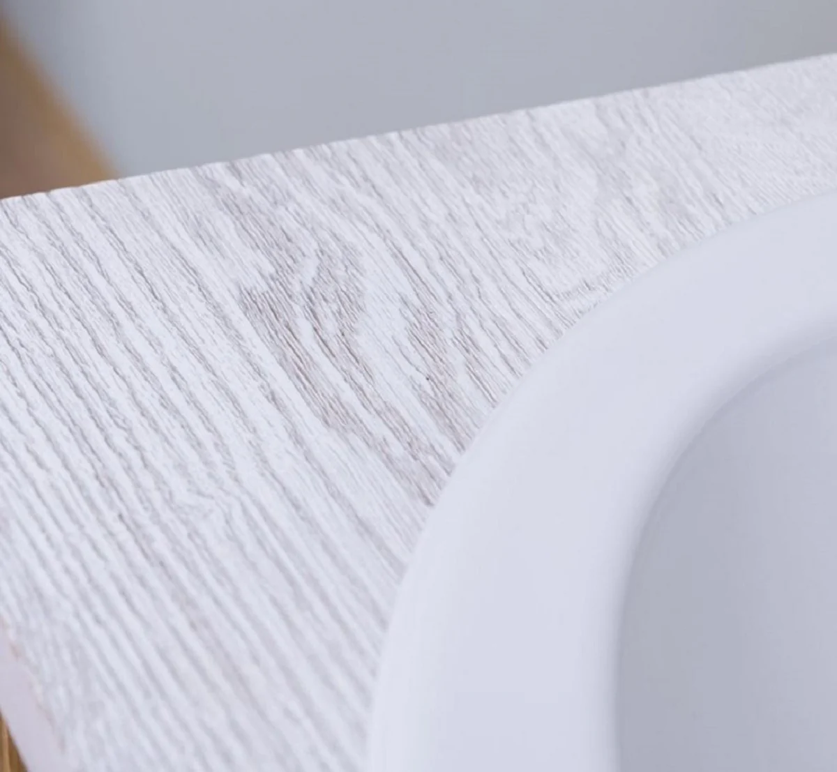 Landhausstil Badezimmer Set Braun / Weiß - 1 Doppelwaschtisch & 2 Waschbecken & 2 Wasserhähne & 1 Wandspiegel - Massivholz Badezimmermöbel im Landhausstil