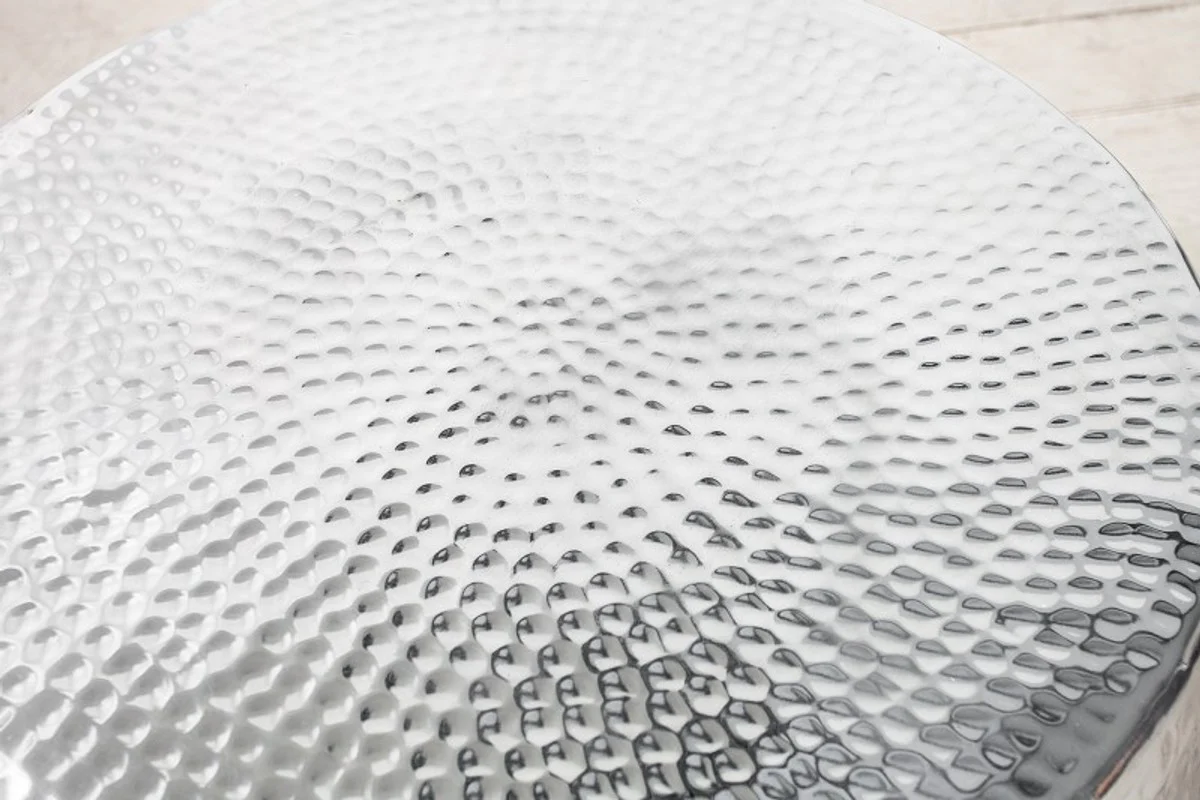 Luxus Couchtisch Silber 60 cm Aluminium - Wohnzimmer Salon Tisch - Unikat