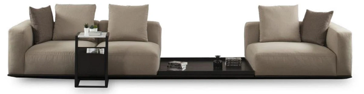 Luxus Sofa Grau / Schwarz 400 x 100 x H. 67 cm - Wohnzimmer Sofa - Hotel Sofa - Wohnzimmer Möbel - Wohnzimmer Einrichtung - Hotel Möbel - Luxus Möbel - Luxus Einrichtung