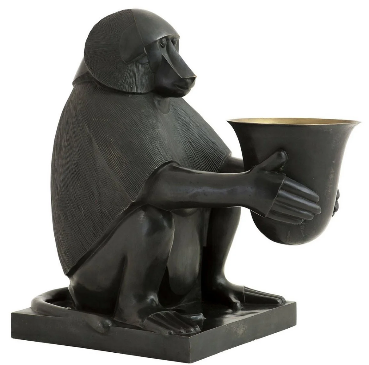 Luxus Art Deco Bronze Tischleuchte Affe Pavian Bronzefarben / Gold 49 x 60 x H. 60 cm - Art Deco Wohnzimmer Lampe - Luxus Qualität