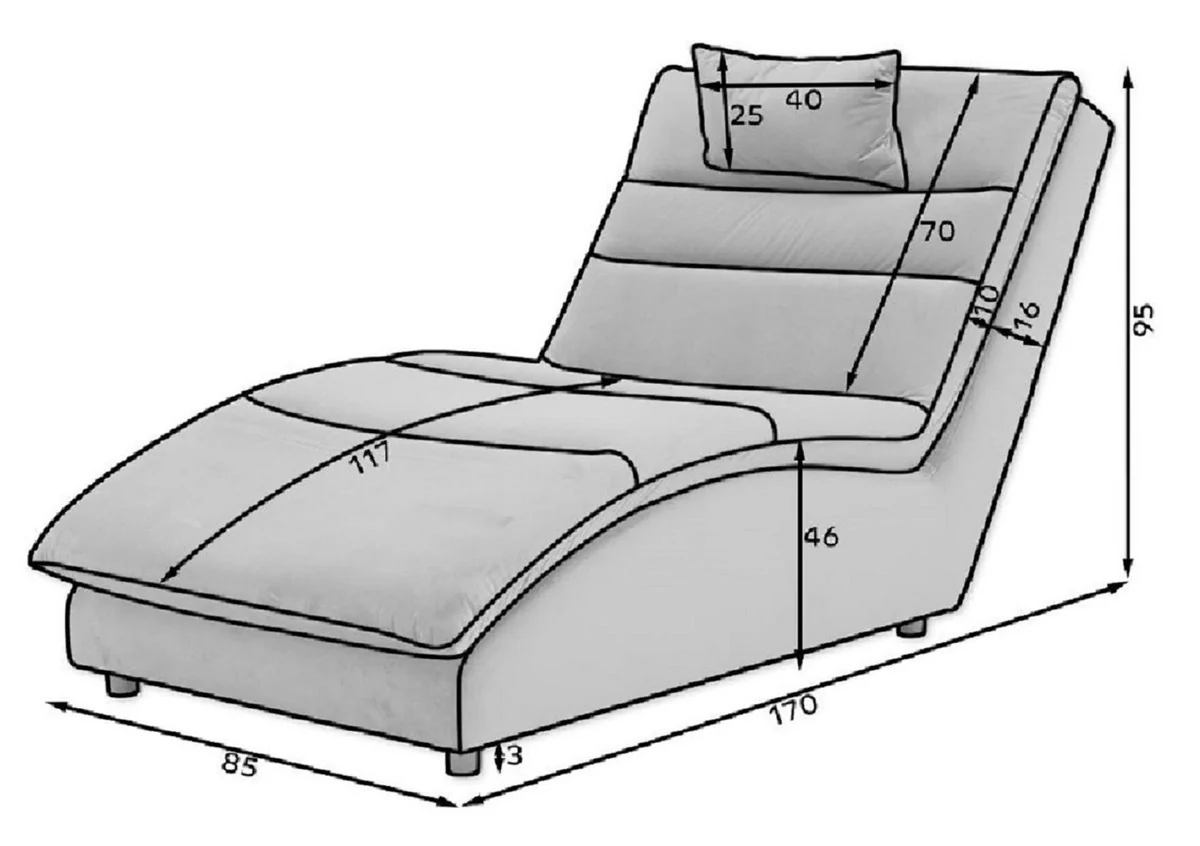 Luxus Samt Chaiselongue mit Kopfkissen Hellbraun 170 cm