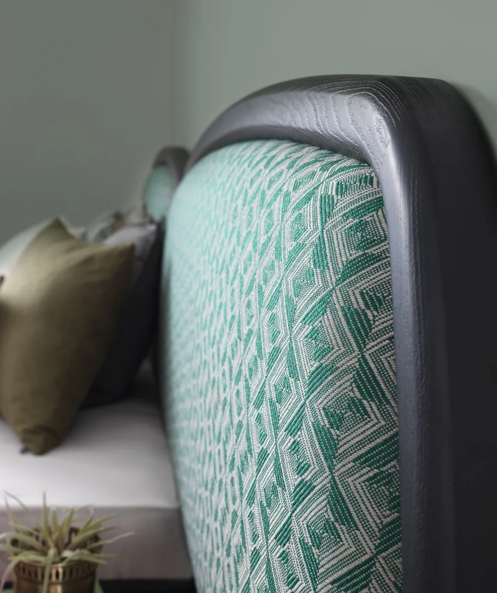 Luxus Schlafzimmer Set Grün / Schwarz / Antik Messing - 1 Doppelbett mit Kopfteil & 2 Nachtkommoden - Luxus Schlafzimmer Möbel - Luxus Schlafzimmer Einrichtung