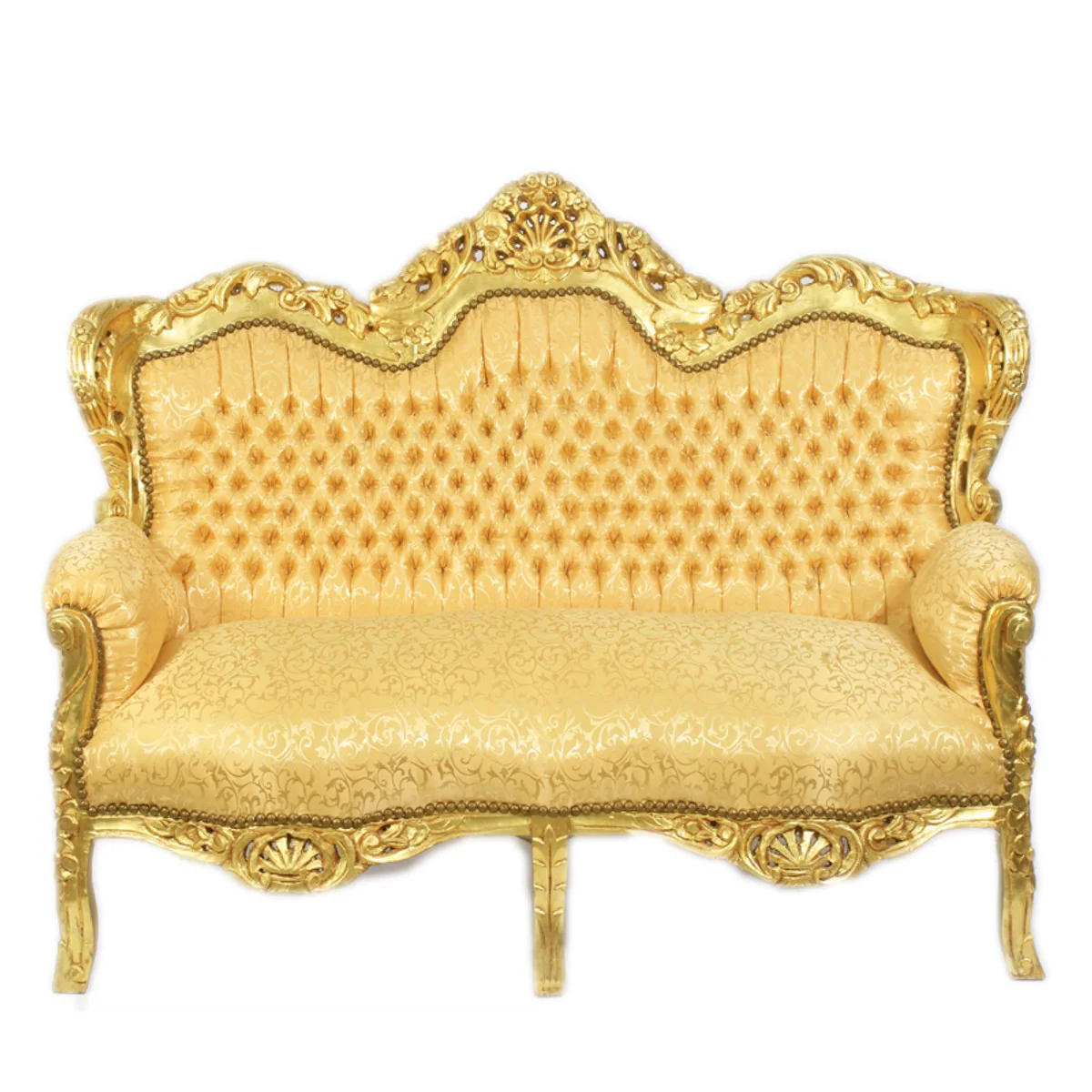 Barock 2-er Sofa King Gold Muster / Gold - Barock Möbel