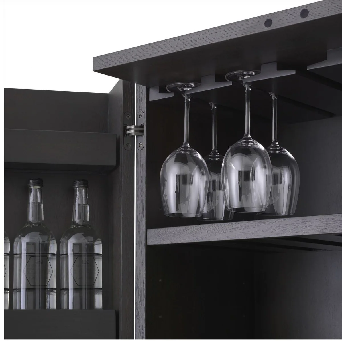 Luxus Weinschrank Anthrazitgrau / Bronze 82,5 x 51 x H. 168 cm - Mahagoni Barschrank mit 2 Türen - Barmöbel - Luxus Qualität