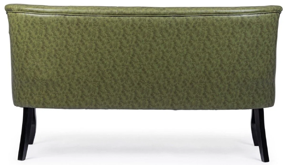 Luxus Chesterfield Kunstleder Sofa Dunkelgrün / Weiß / Schwarz 136 x 66 x H. 76 cm - Wohnzimmer Sofa - Wohnzimmer Möbel - Chesterfield Möbel - Luxus Möbel - Luxus Einrichtung