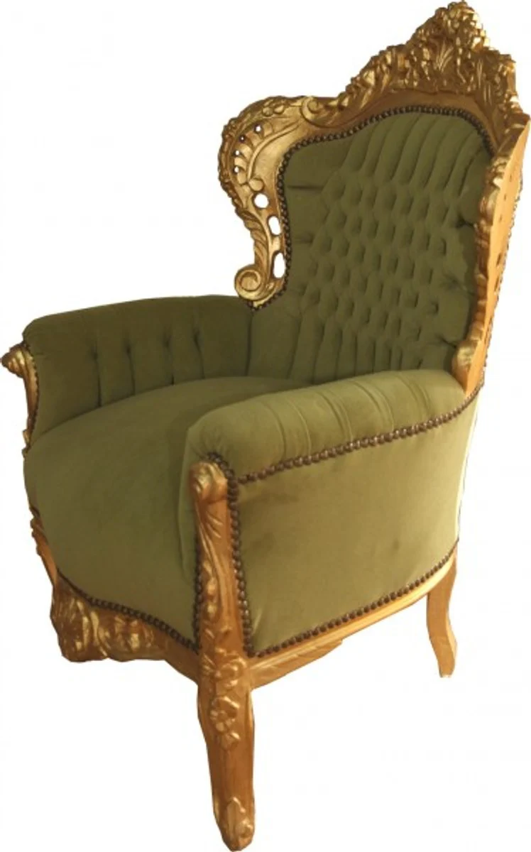 Barock Sessel King Jadegrün / Gold 85 x 85 x H. 120 cm - Barock Möbel