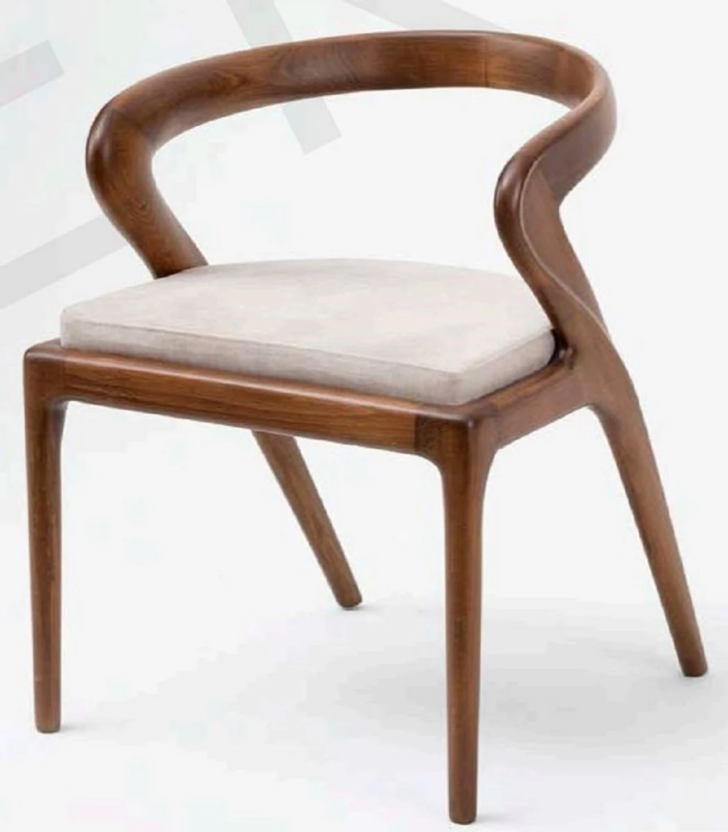 Luxus Esszimmerstuhl 6er Set Braun / Grau 57 x 67 x H. 77 cm - Luxus Massivholz Küchen Stühle - Esszimmer Möbel - Küchen Möbel - Luxus Möbel - Luxus Esszimmer Einrichtung